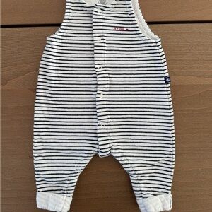 Petit Bateau Navy and White Striped Cotton Baby Romper